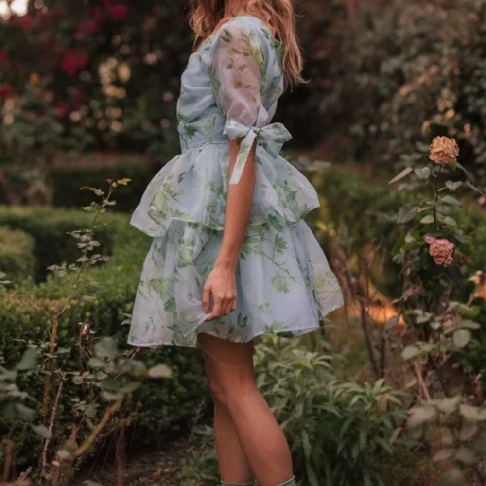 NWOT JessaKae Petal Dress Layered Dress in Light Blue and Green XS - Picture 3 of 4